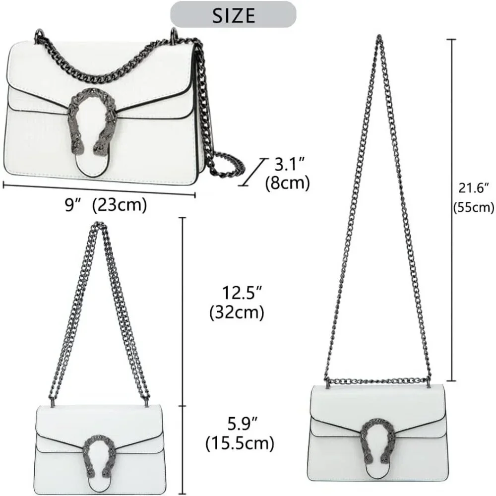 ⚡ Women's Leather Vintage Snake Print Crossbody White Square Satchel Handbag